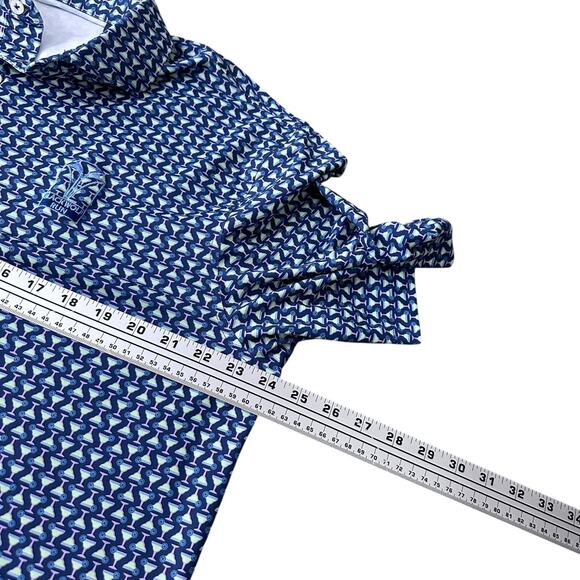 Turtleson Polo Shirt Men Large Blue Margarita Cocktail AOP Blackwolf Run Stretch - Picture 9 of 11